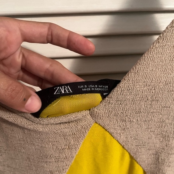 Zara Yellow Tan Spaghetti Strap Cocktail Dress - Picture 2 of 3